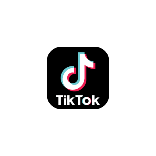 TikTok logo with a music note and stylized text on a black background.