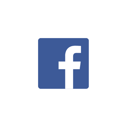 Facebook logo with a white lowercase 'f' on a blue square background.