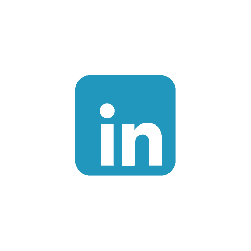 LinkedIn logo with a blue square background and 'in' in white letters.