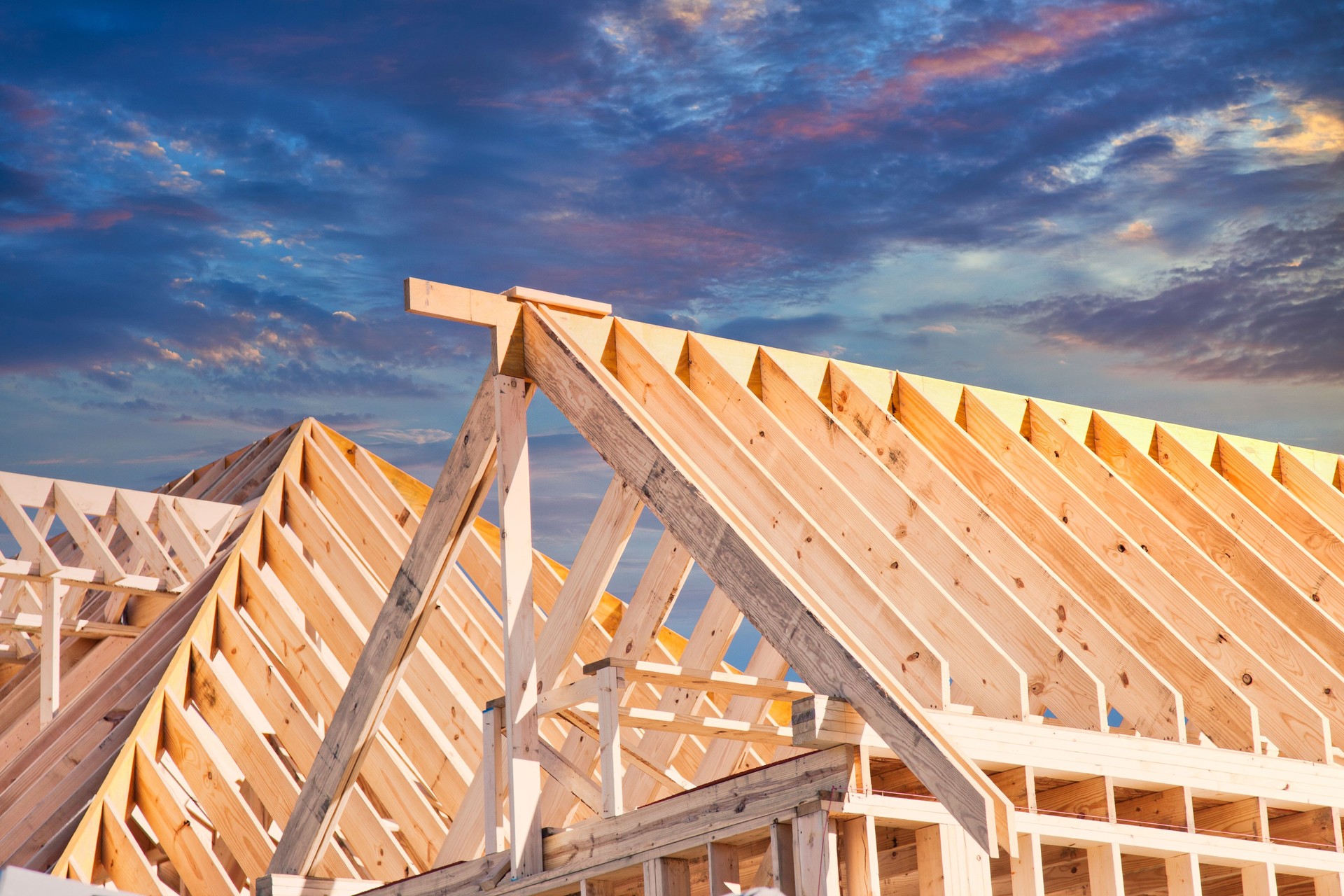 House Construction at Sunset